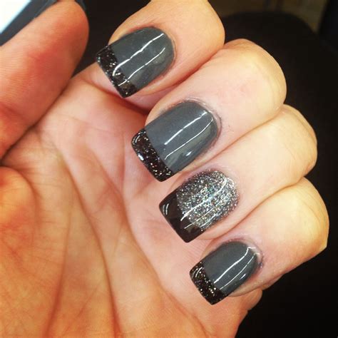 black grey nail designs|black grey and white nails.